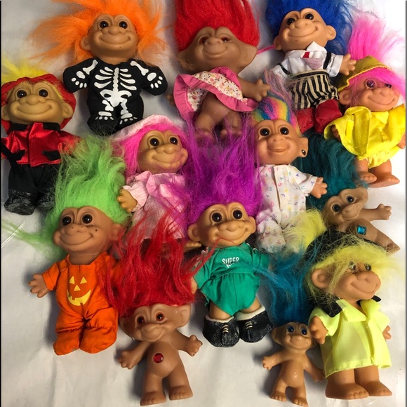 Mixed lot Accents Vintage Lot Of 3 Troll Dolls Most With Outfits